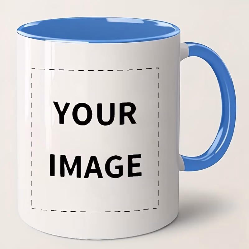 Customizable Photo Coffee Mug - Shiny Cup for Home, Workplace, Or Gifting - Sturdy & Easy-To-Clean White Liner Handle - Personalized Text/Image/Logo